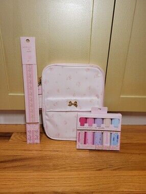 NWT LoveShackFancy x Yoobi 3 Pc Back to School Set Floral Bow Pink Coquette HTF